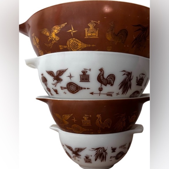 Pyrex Other - Vintage Pyrex | Cinderella Bowls | Early American | 4 PC | Gold/Brown/White